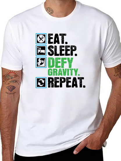 Defy Gravity Eat Sleep Repeat Black T-Shirt