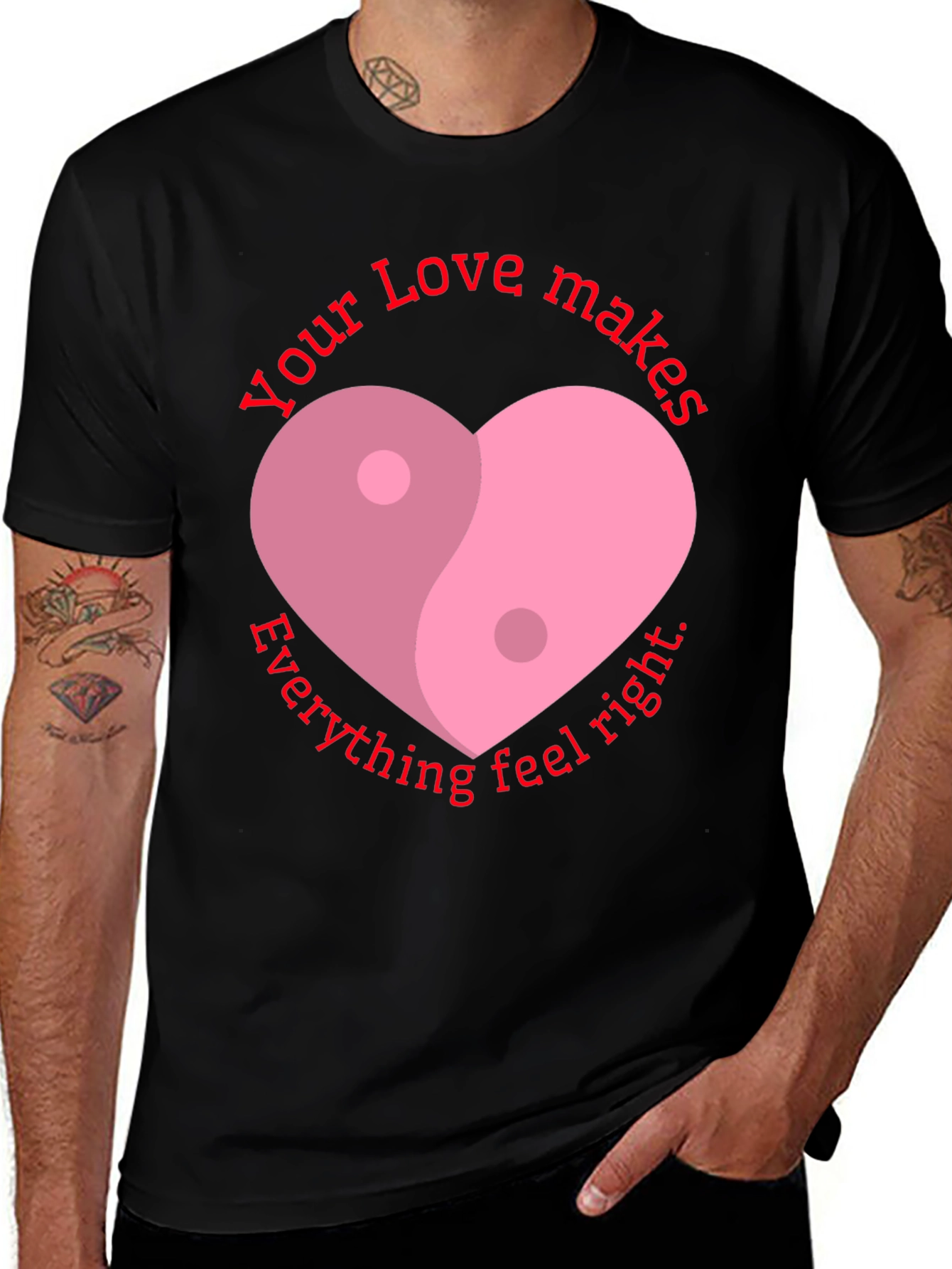 Yin Yang Heart Love T-Shirt - Feel Right