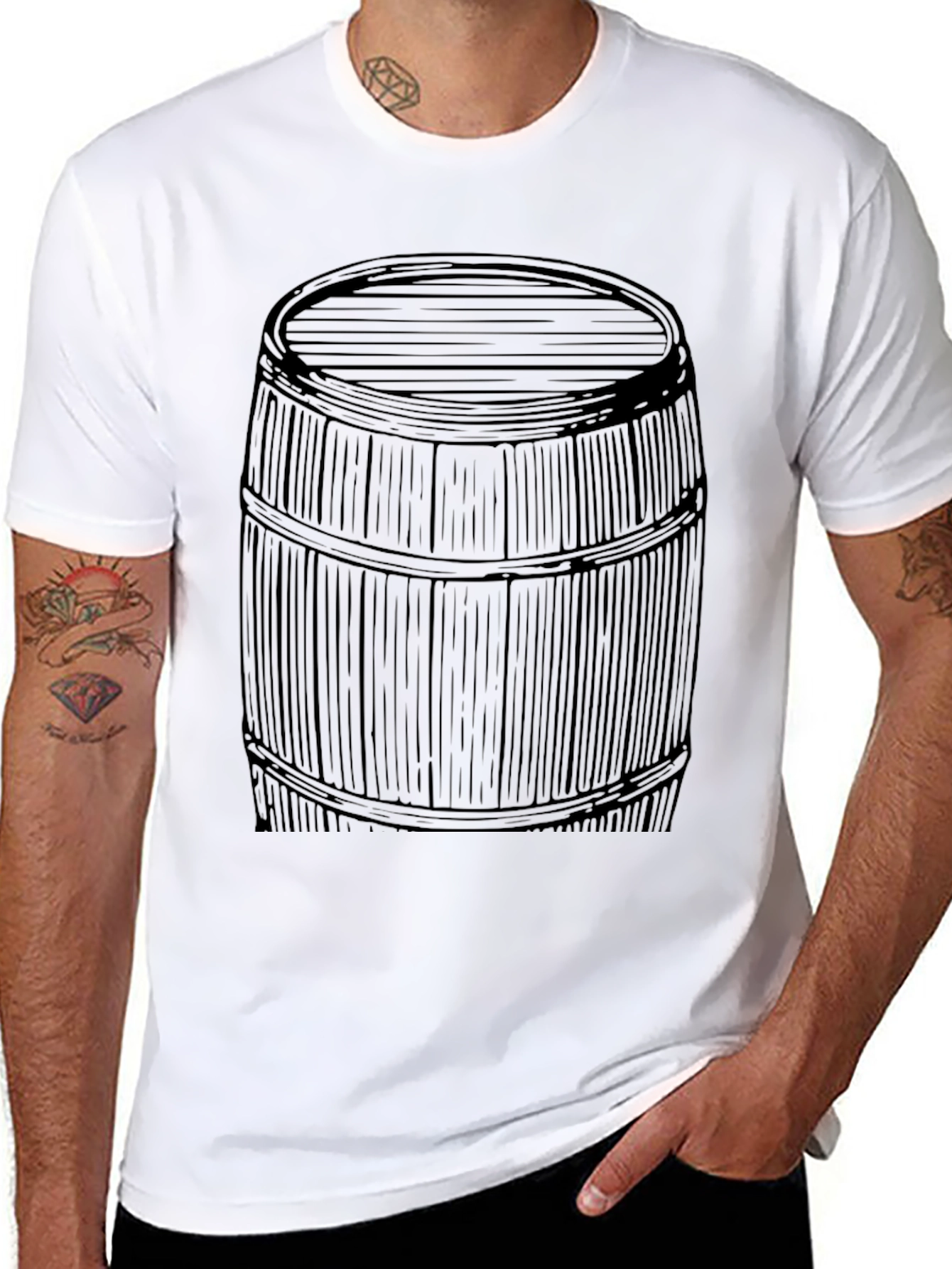 Barrel Graphic Tee - Black Cotton Blend