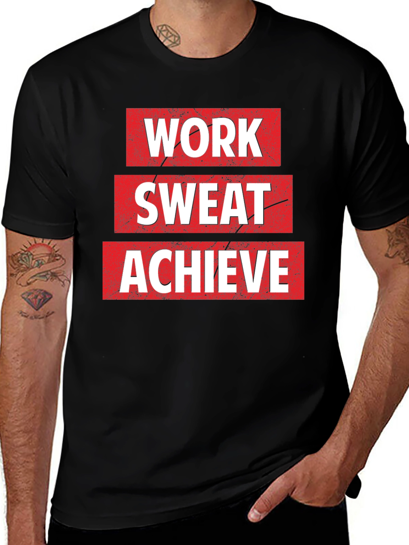 Work Sweat Achieve Black Graphic T-Shirt