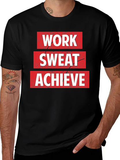 Work Sweat Achieve Black Graphic T-Shirt