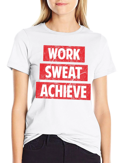 Work Sweat Achieve Black Graphic T-Shirt