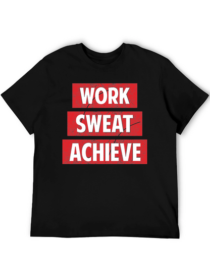 Work Sweat Achieve Black Graphic T-Shirt