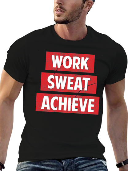 Work Sweat Achieve Black Graphic T-Shirt