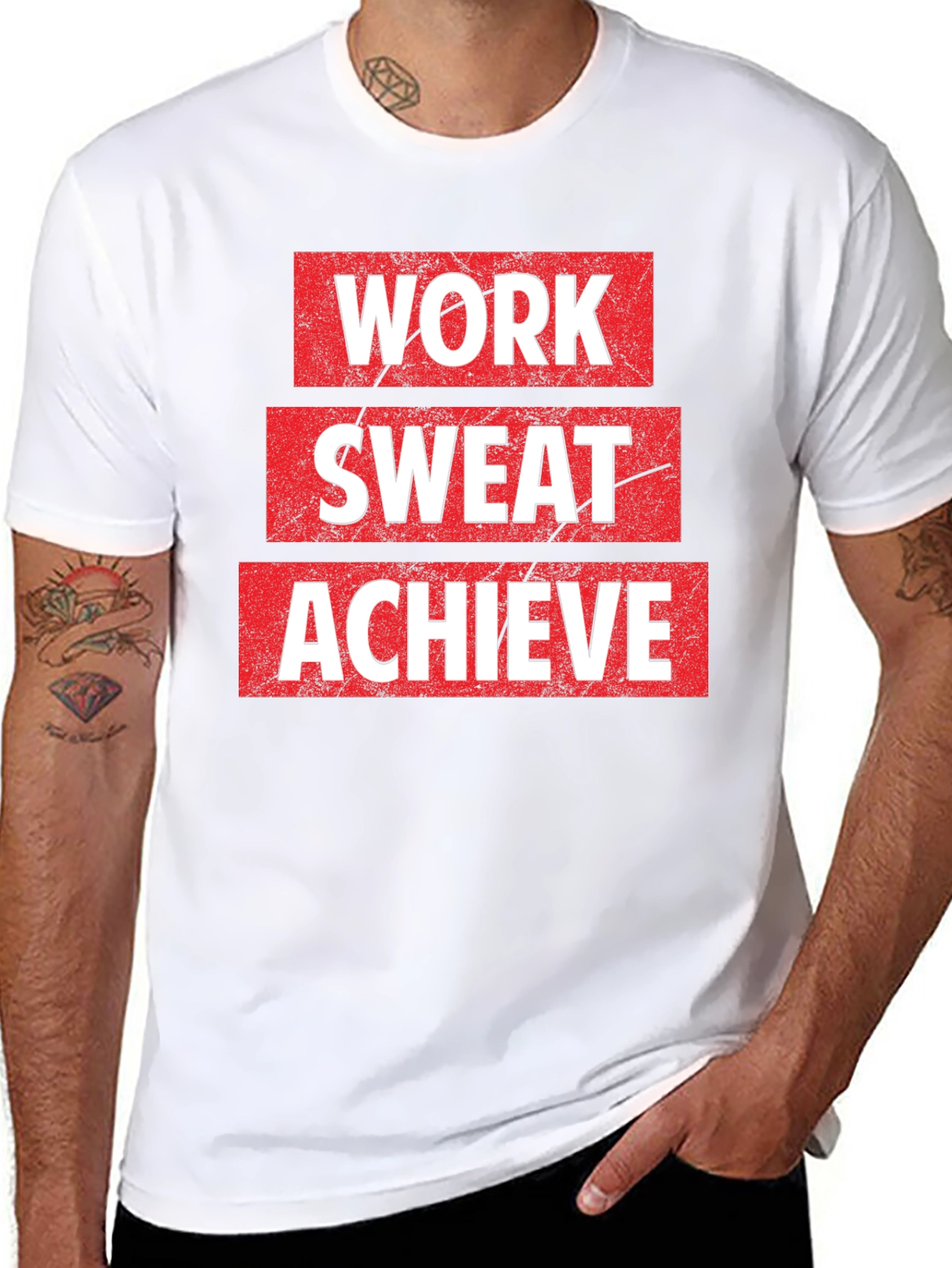 Work Sweat Achieve Black Graphic T-Shirt