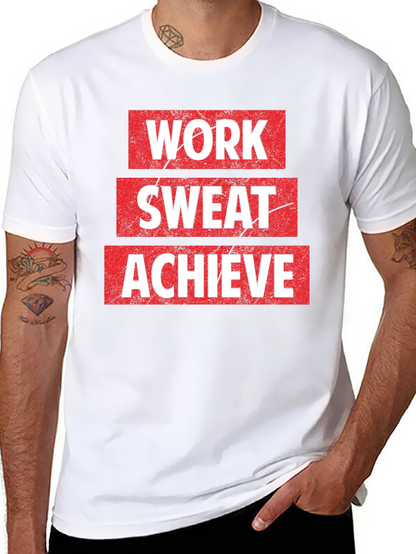 Work Sweat Achieve Black Graphic T-Shirt
