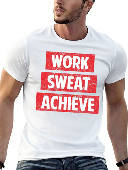 Work Sweat Achieve Black Graphic T-Shirt