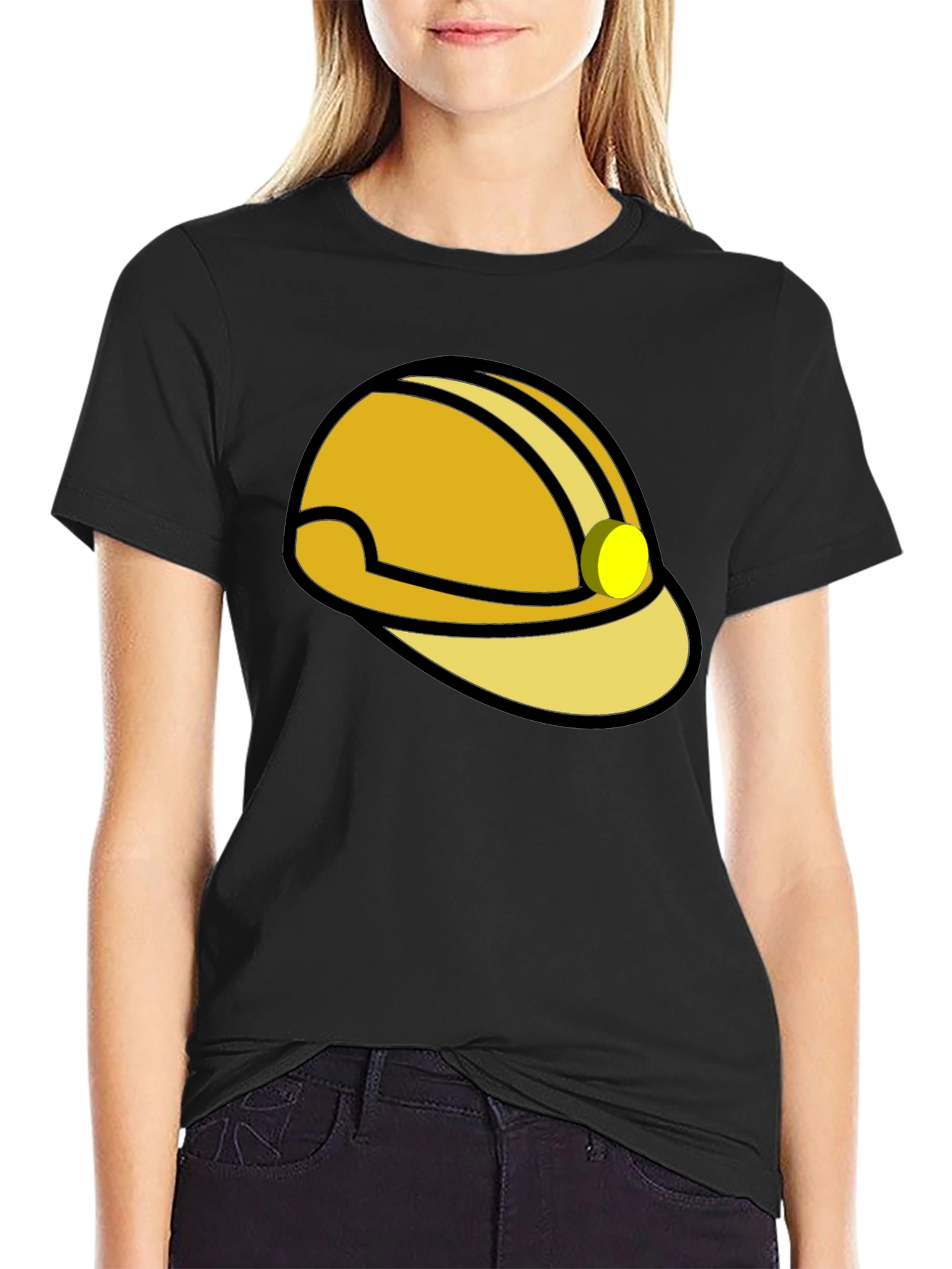 Construction Hard Hat Graphic T-Shirt - Black