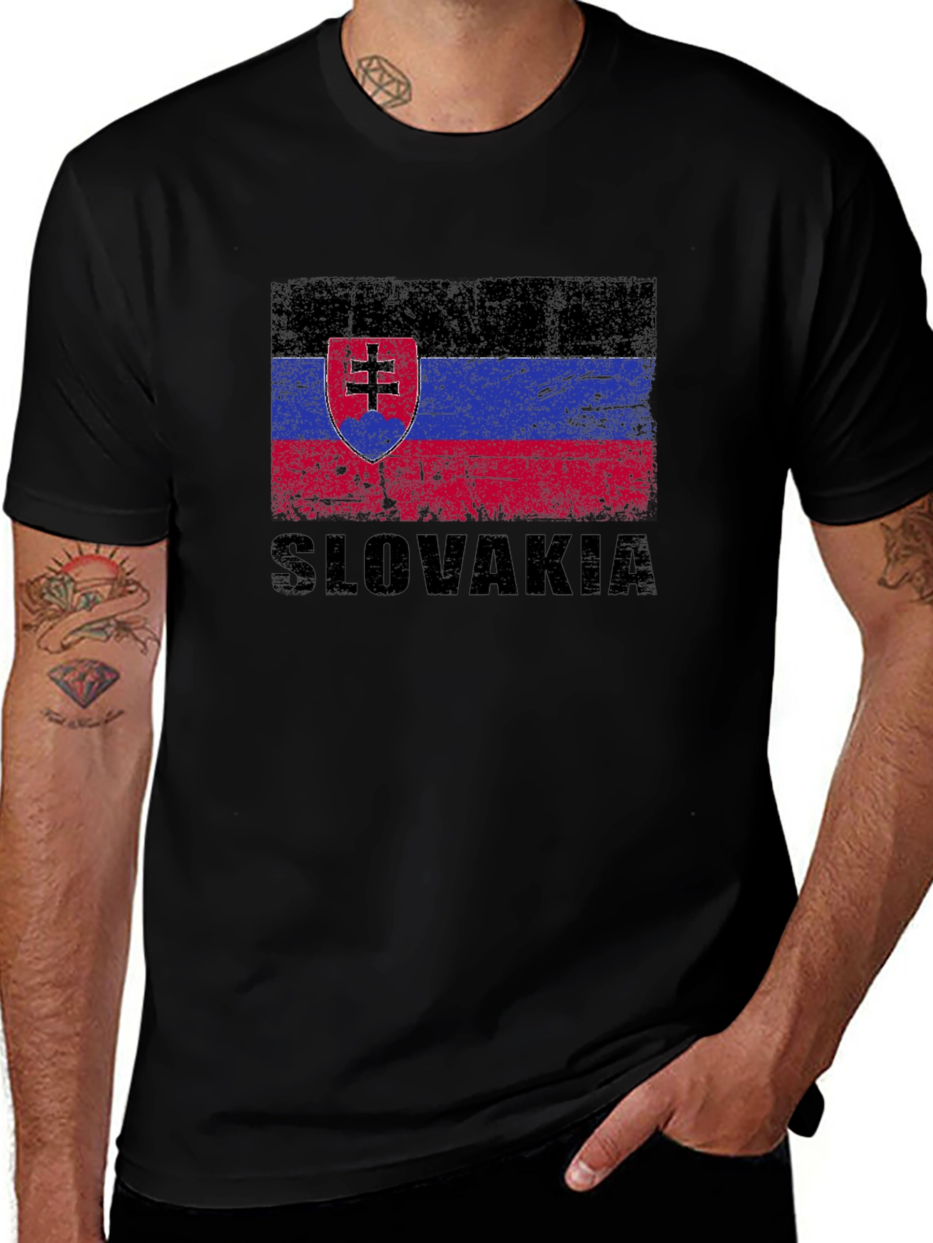 Slovakia Flag T-Shirt - Black Graphic Tee
