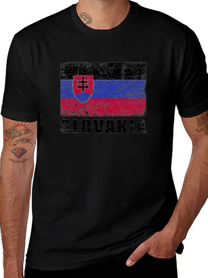 Slovakia Flag T-Shirt - Black Graphic Tee