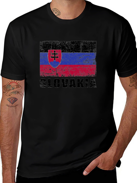 Slovakia Flag T-Shirt - Black Graphic Tee
