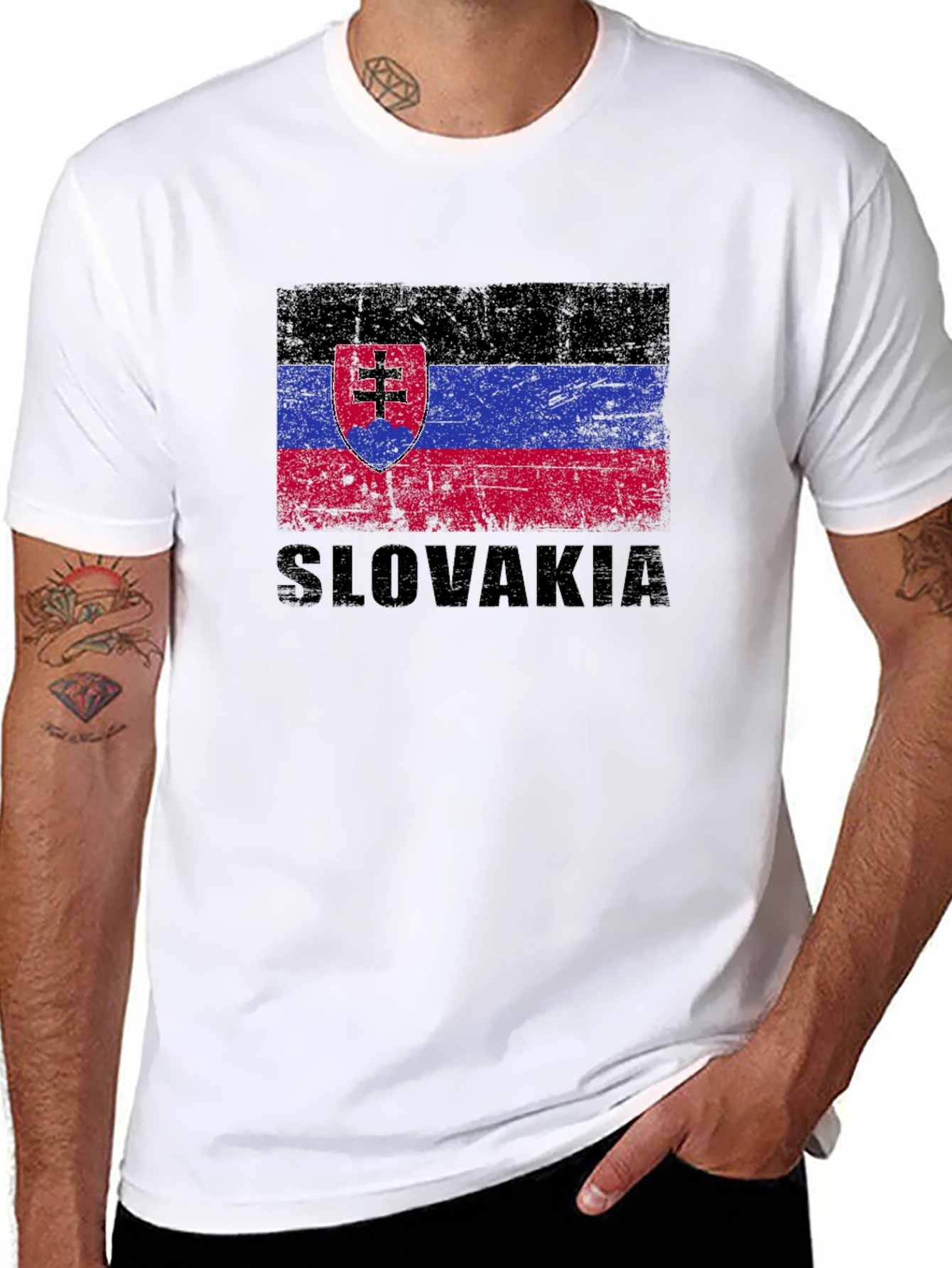 Slovakia Flag T-Shirt - Black Graphic Tee