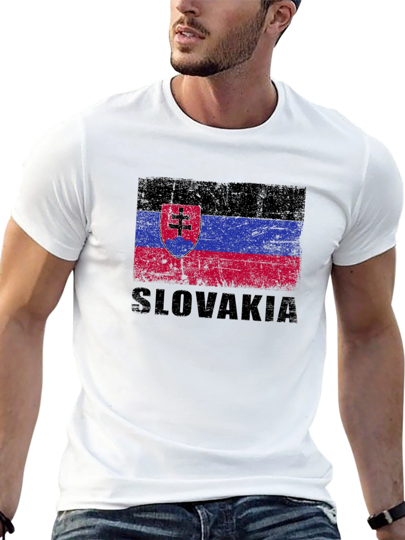 Slovakia Flag T-Shirt - Black Graphic Tee