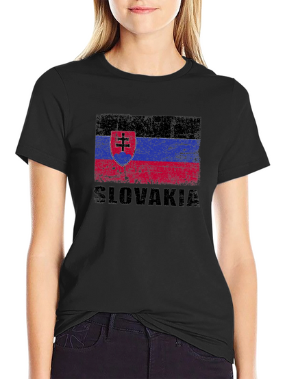 Slovakia Flag T-Shirt - Black Graphic Tee