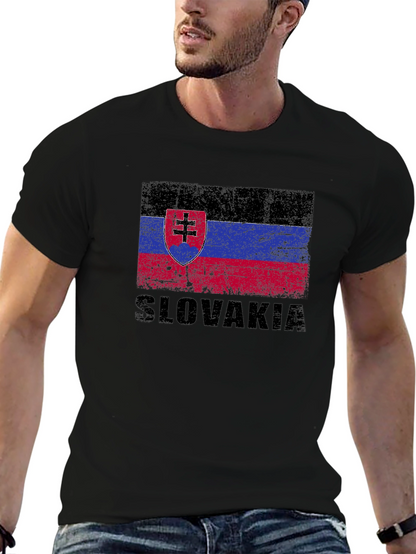 Slovakia Flag T-Shirt - Black Graphic Tee