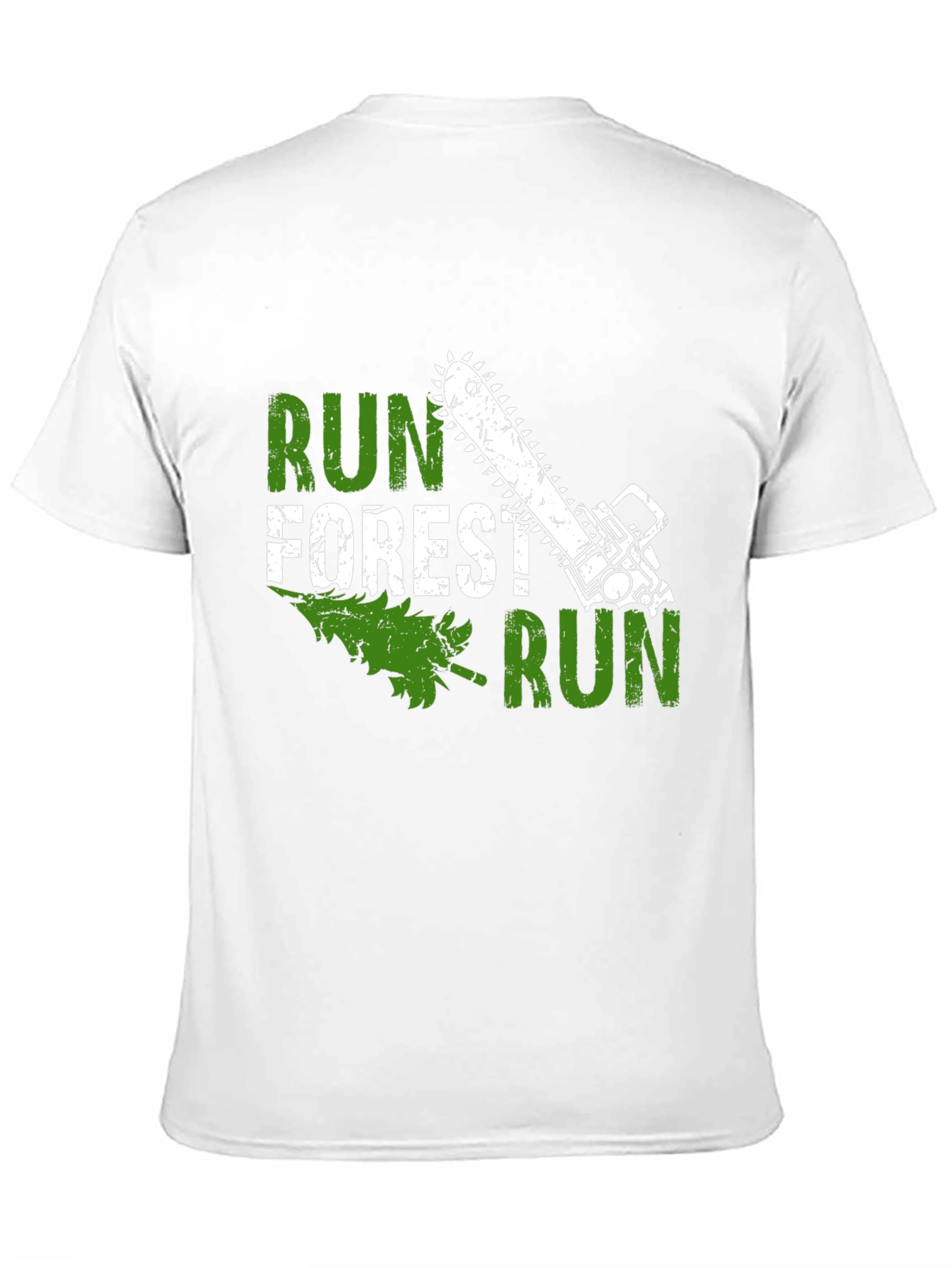 Run Forest Run Funny Chainsaw Tree T-Shirt