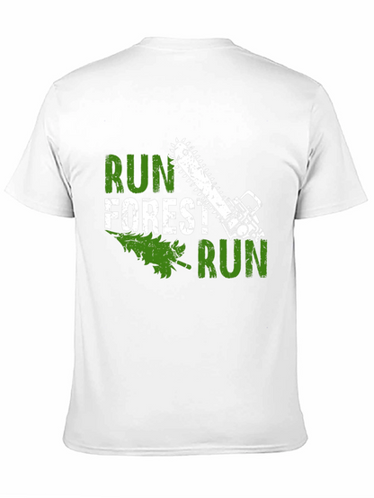 Run Forest Run Funny Chainsaw Tree T-Shirt