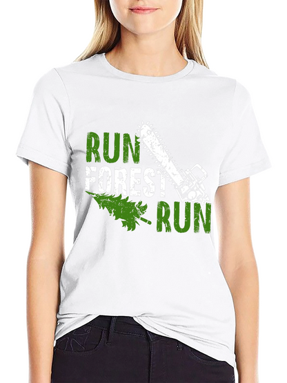 Run Forest Run Funny Chainsaw Tree T-Shirt