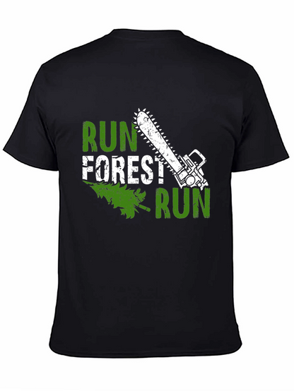 Run Forest Run Funny Chainsaw Tree T-Shirt