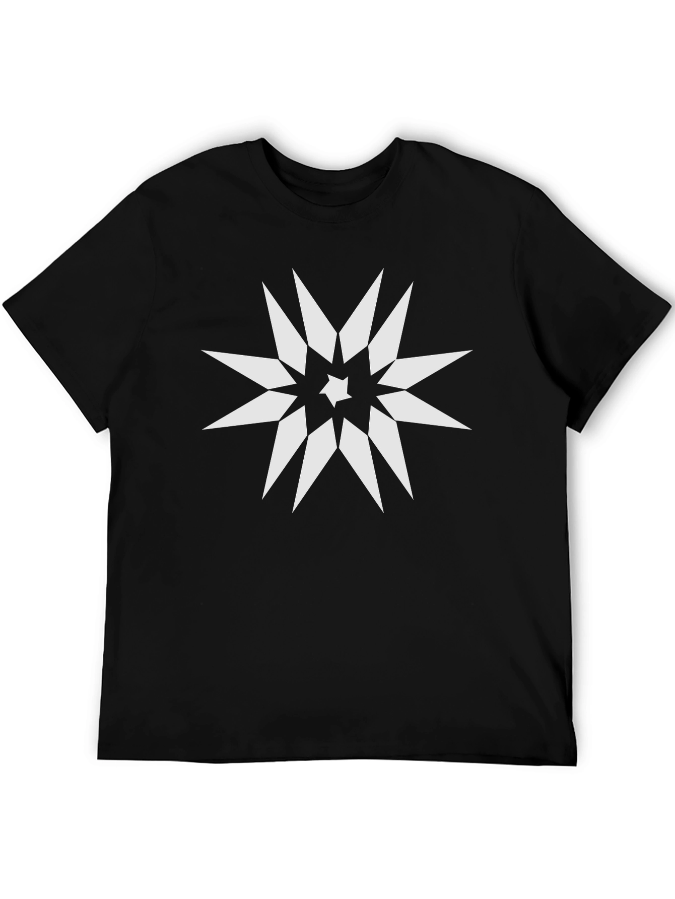 Geometric Starburst Mens Black T-Shirt
