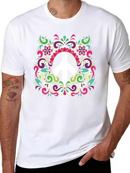 Peace Sign Graphic Tee - Mens Black T-Shirt