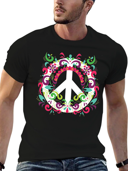 Peace Sign Graphic Tee - Mens Black T-Shirt