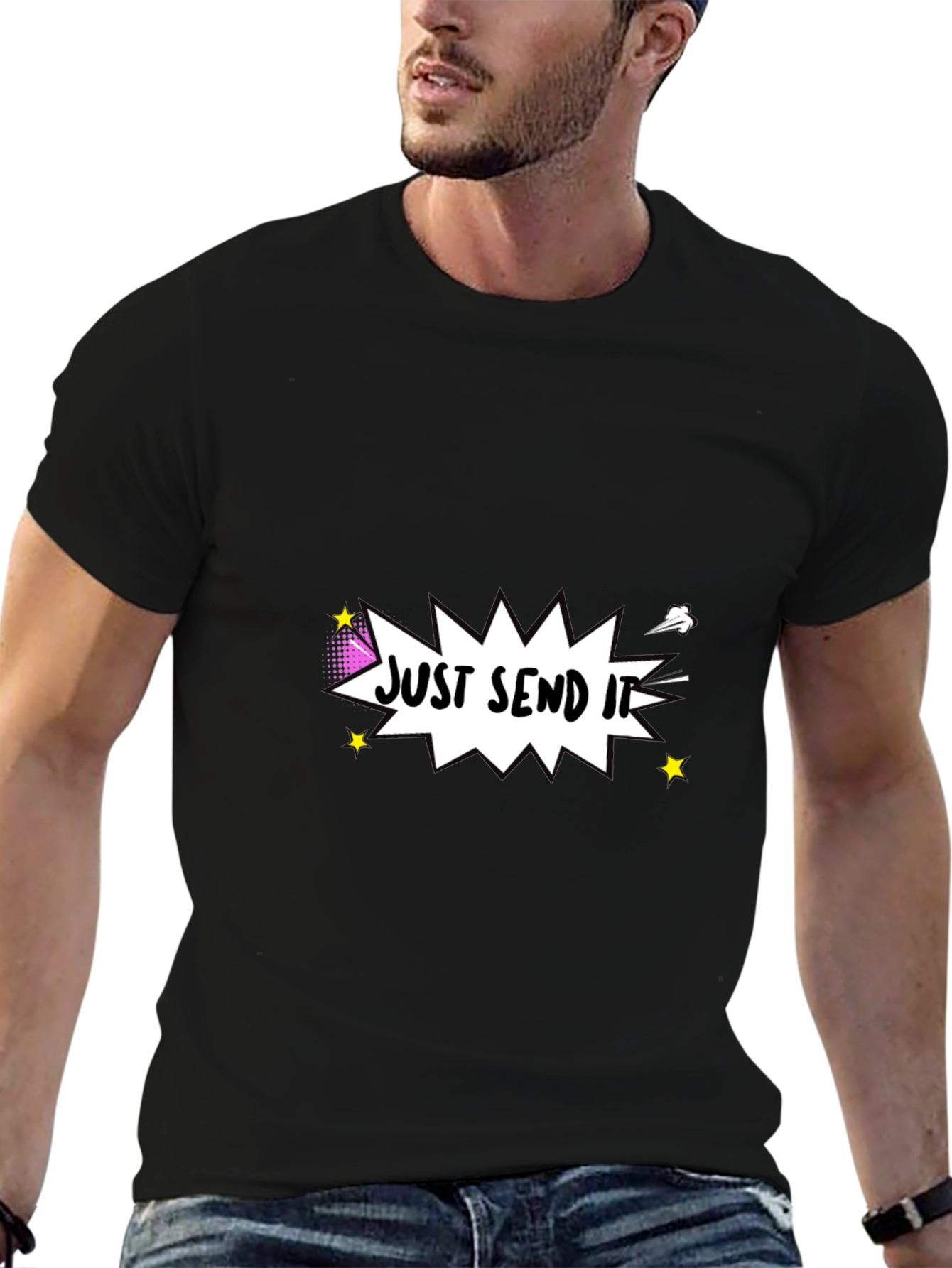 Just Send It Graphic Tee - Black Cotton T-Shirt
