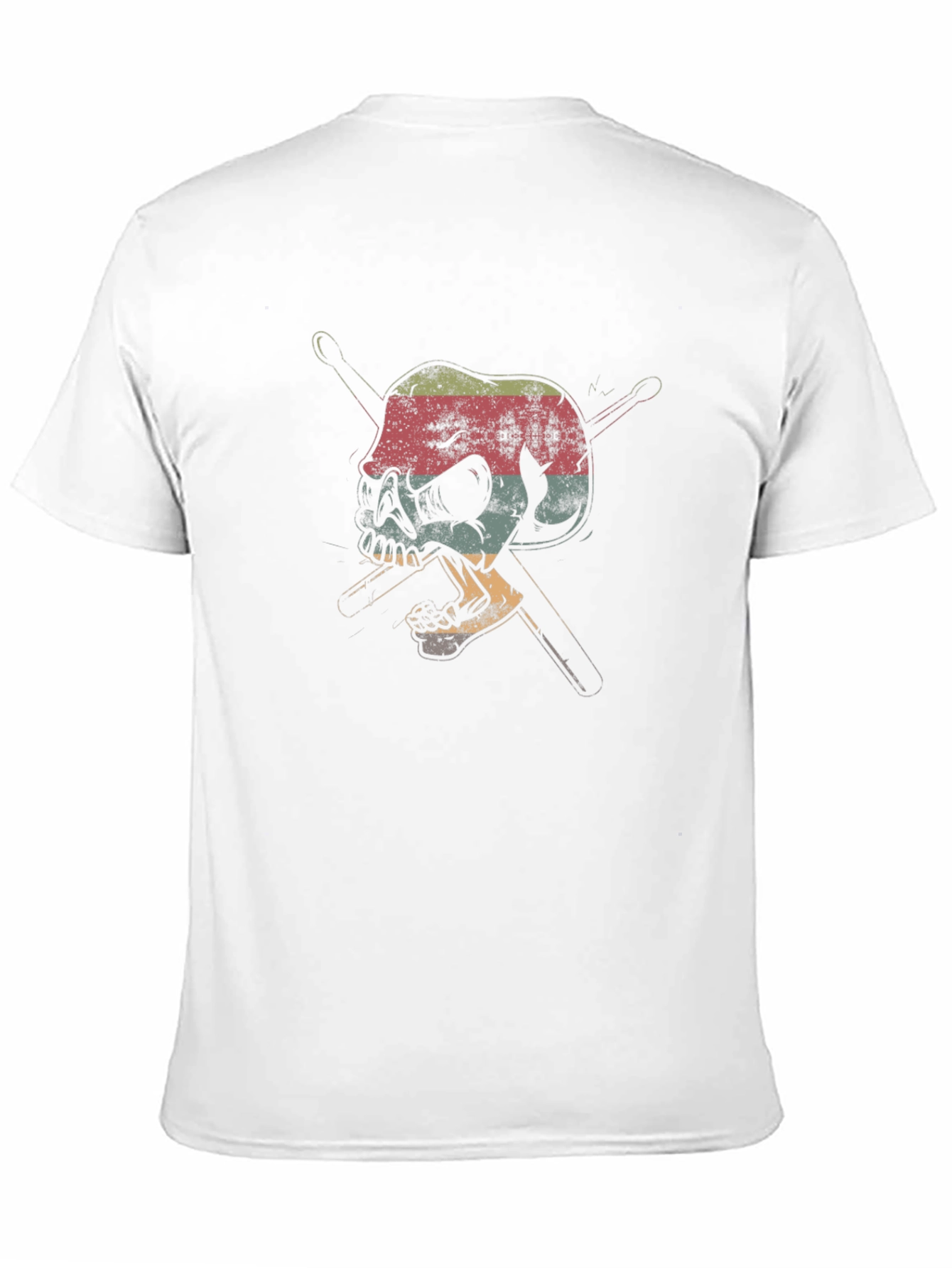Skull & Drumsticks Graphic Tee - Retro Style