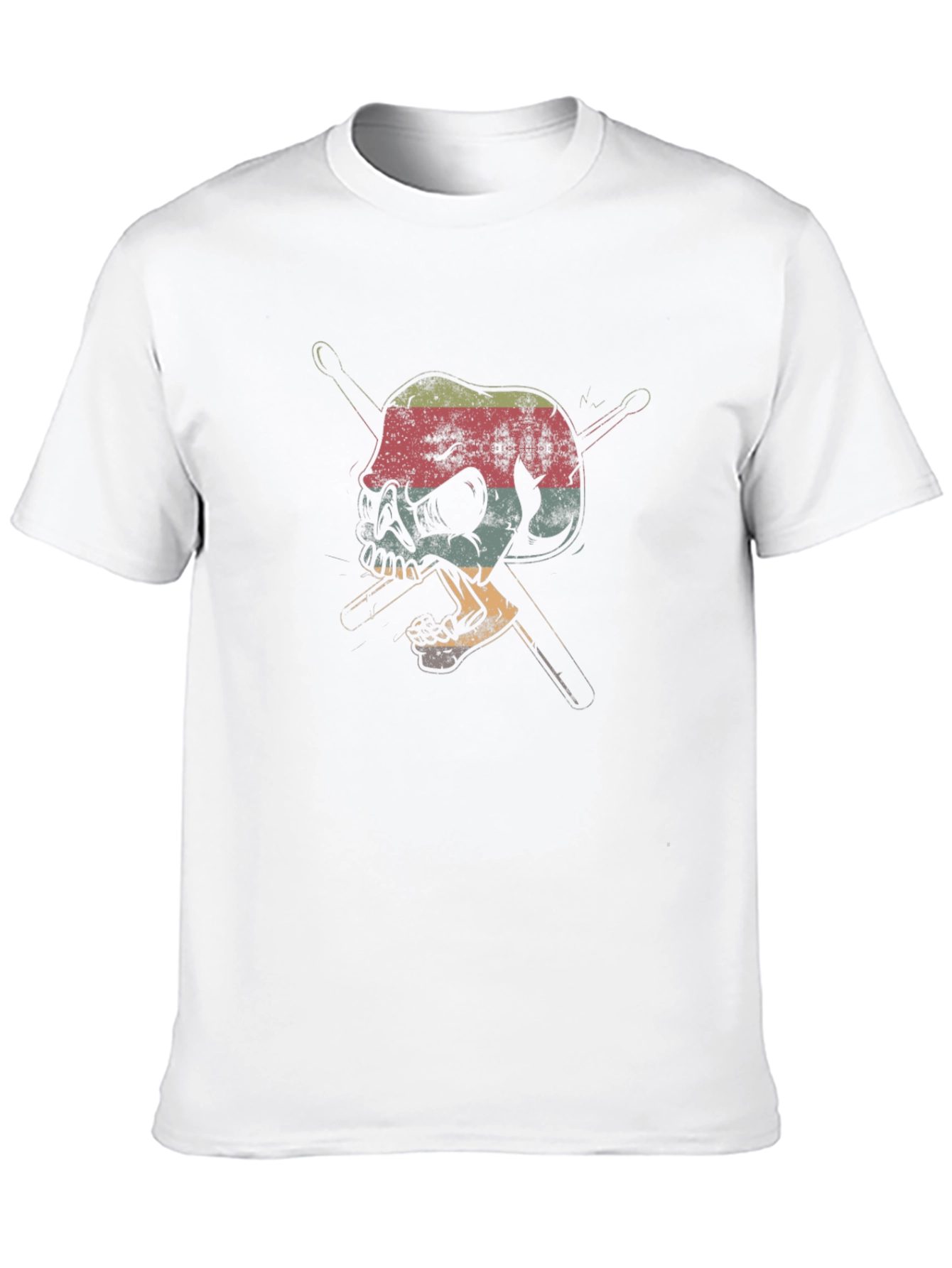 Skull & Drumsticks Graphic Tee - Retro Style