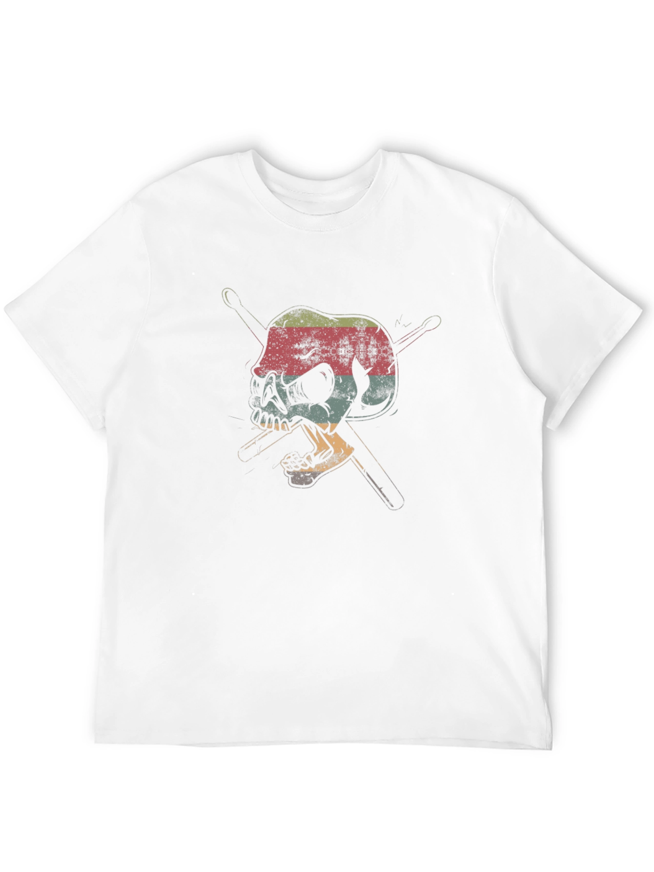 Skull & Drumsticks Graphic Tee - Retro Style