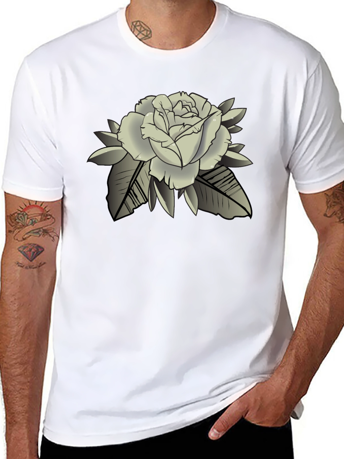Rose Graphic Black T-Shirt - Classic Style