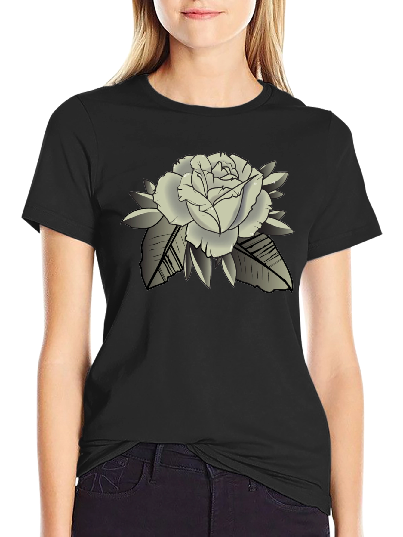 Rose Graphic Black T-Shirt - Classic Style