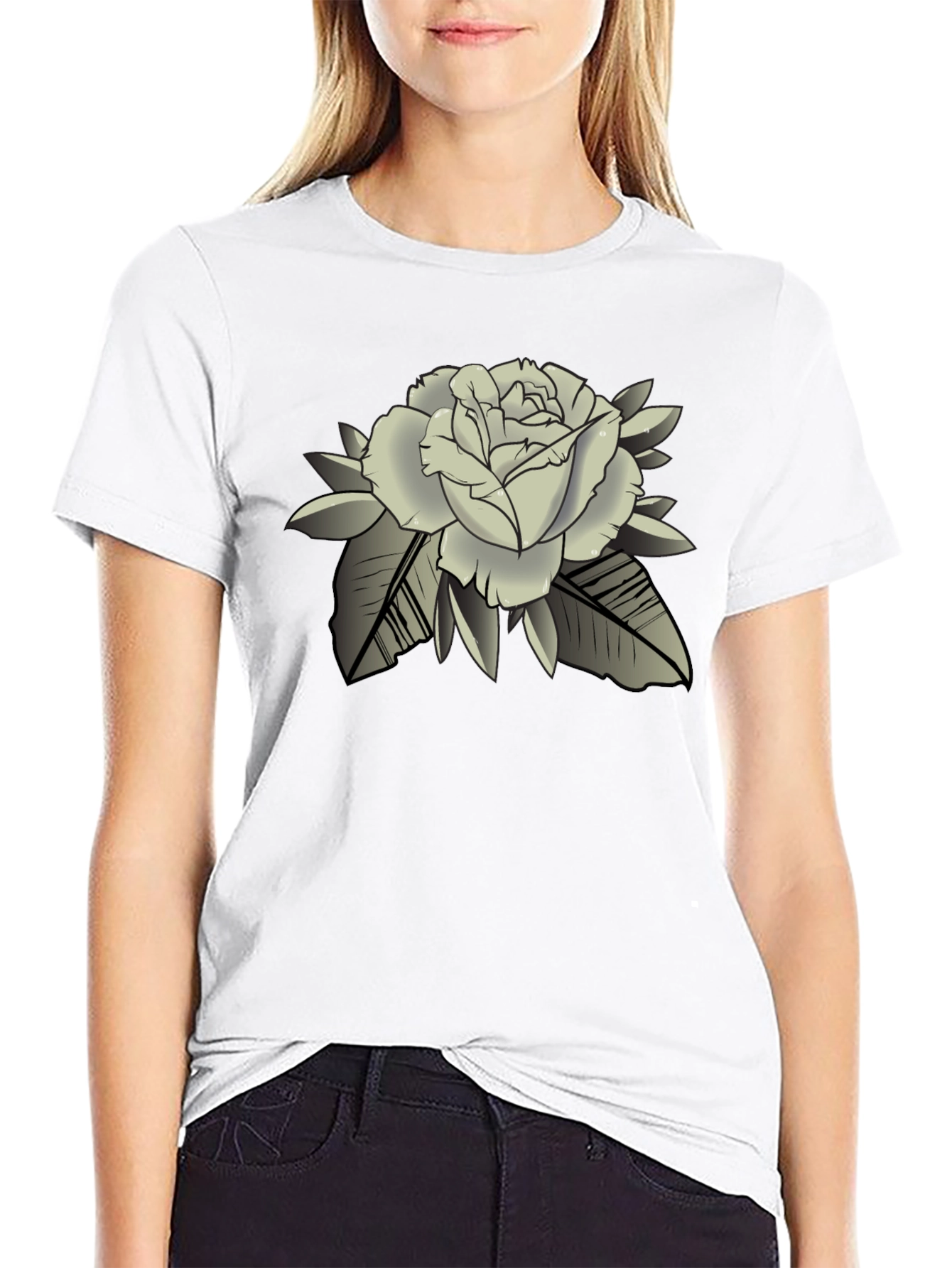 Rose Graphic Black T-Shirt - Classic Style