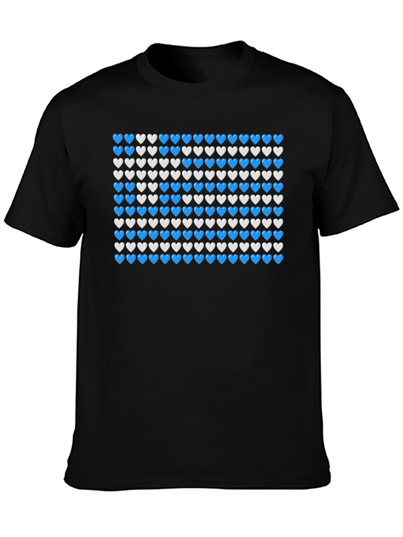 Heart Pattern T-Shirt - Blue & White Design