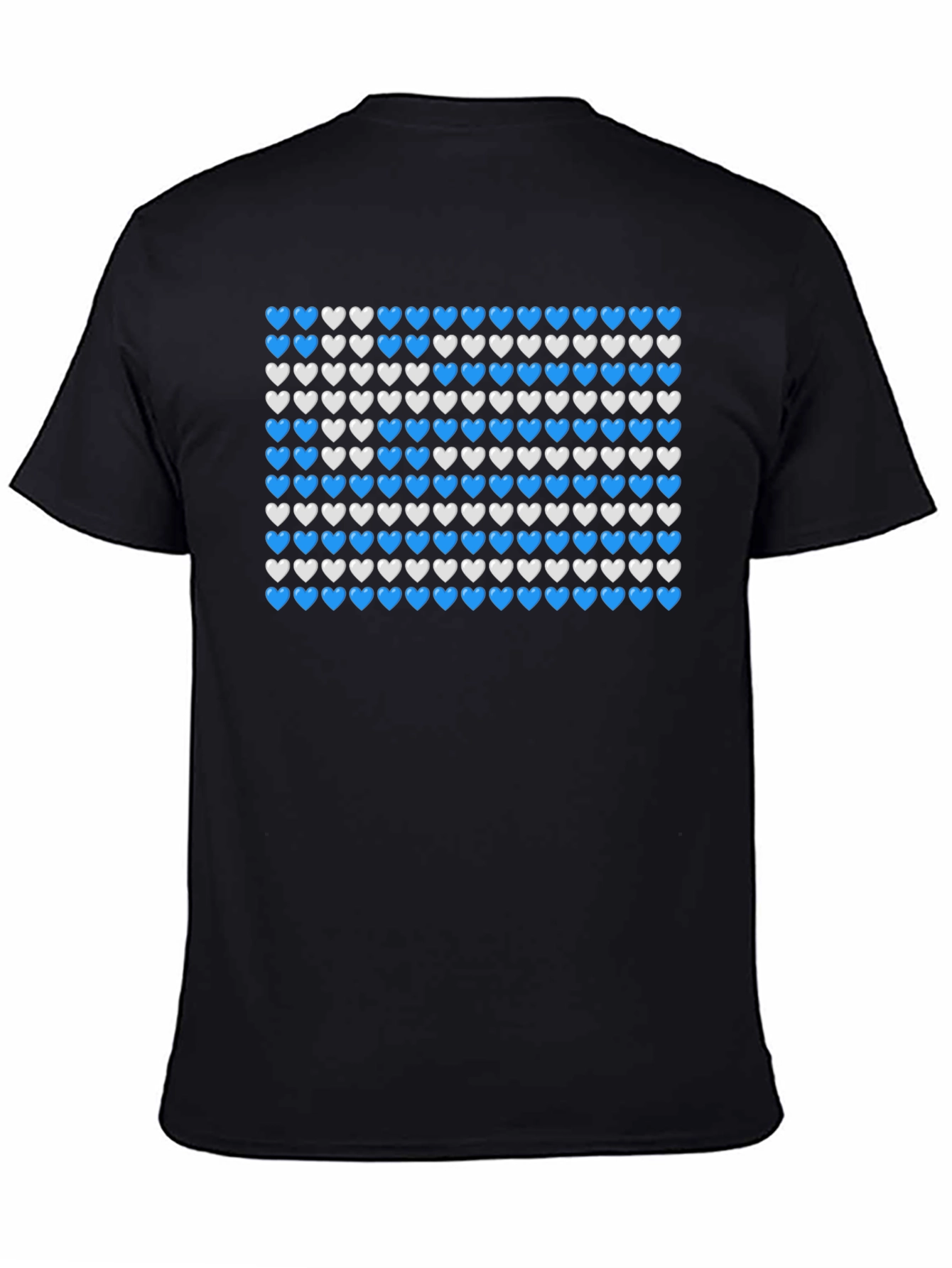 Heart Pattern T-Shirt - Blue & White Design