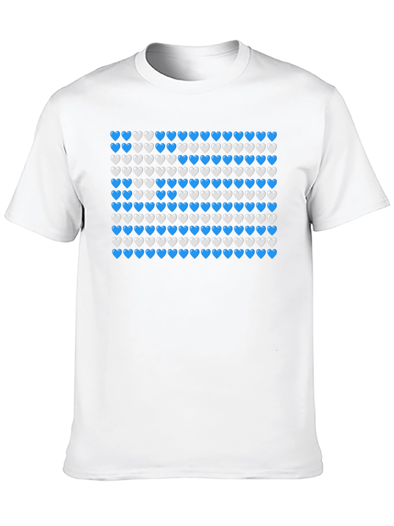 Heart Pattern T-Shirt - Blue & White Design