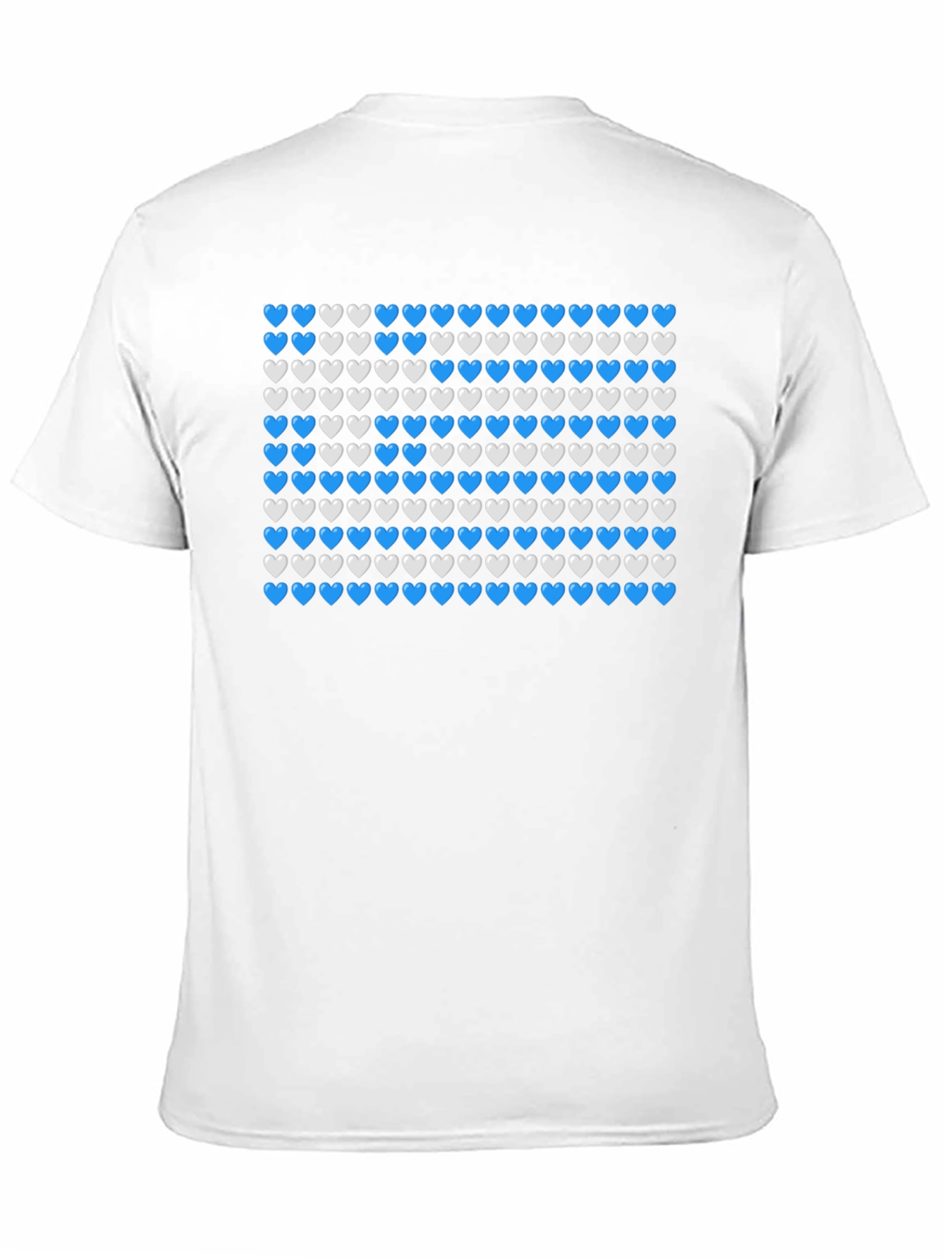 Heart Pattern T-Shirt - Blue & White Design