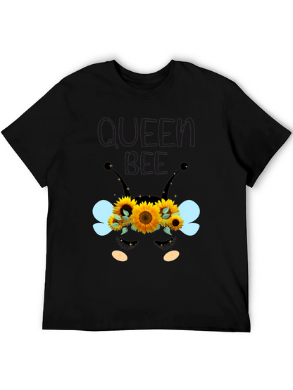 Queen Bee Sunflower Graphic Tee - Black Unisex T-Shirt
