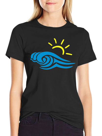 Wave & Sun Graphic Tee - Black