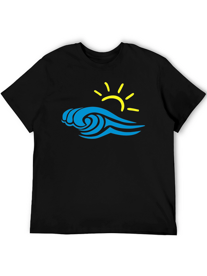 Wave & Sun Graphic Tee - Black