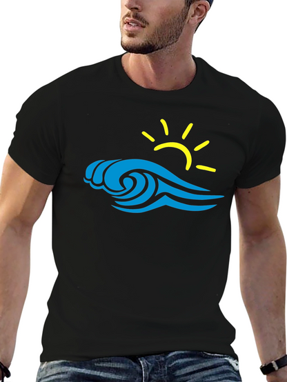 Wave & Sun Graphic Tee - Black