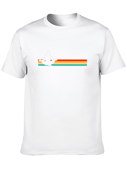 Retro Yoga Meditation Graphic T-Shirt - Mens Black Tee