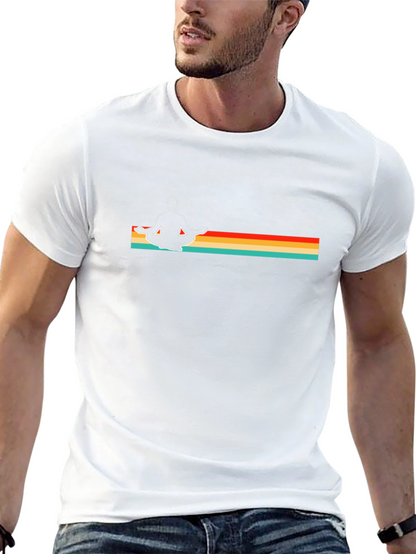 Retro Yoga Meditation Graphic T-Shirt - Mens Black Tee