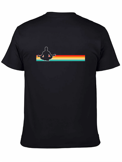 Retro Yoga Meditation Graphic T-Shirt - Mens Black Tee