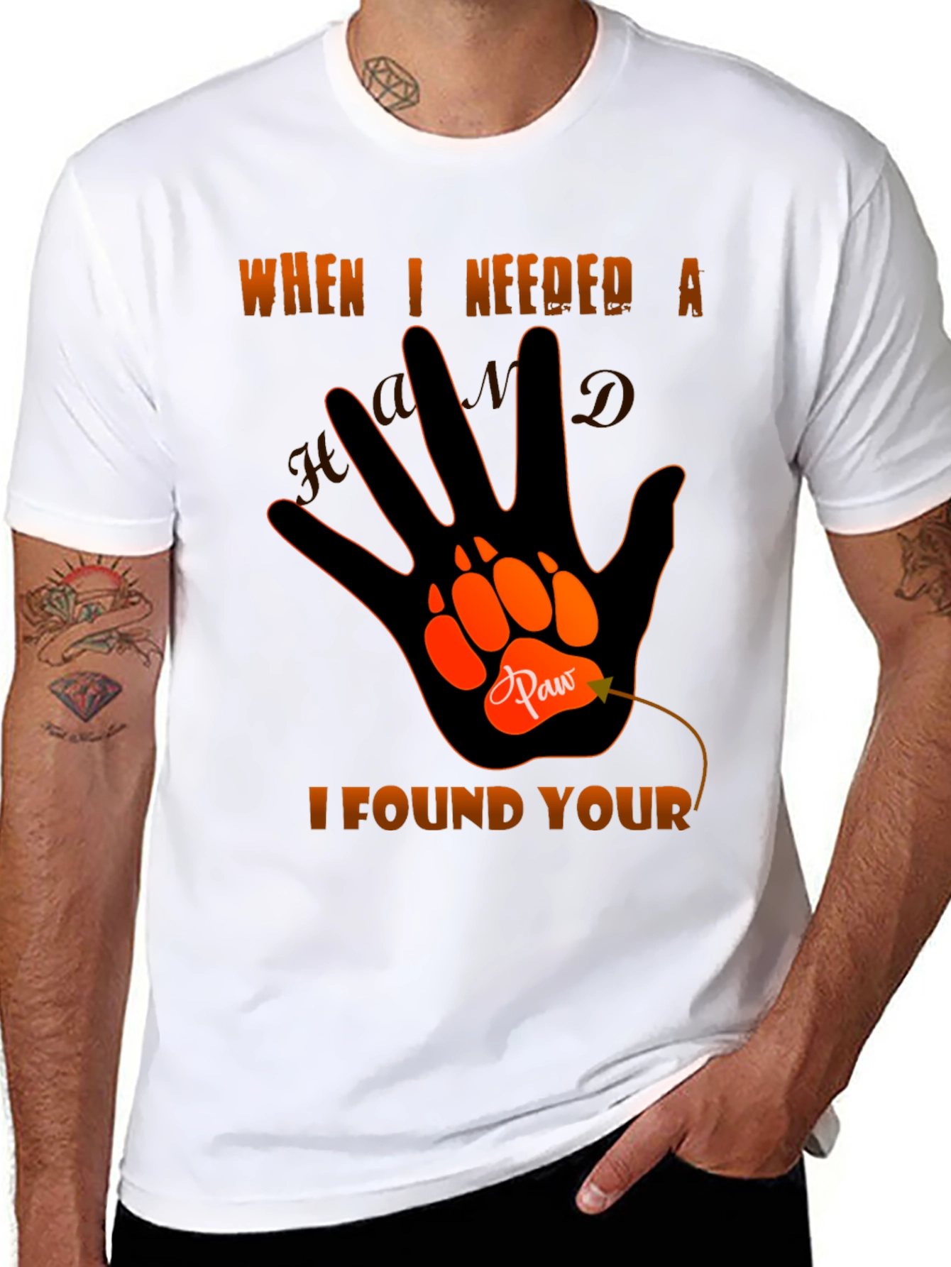 Paw Hand T-Shirt - When I Needed A Hand