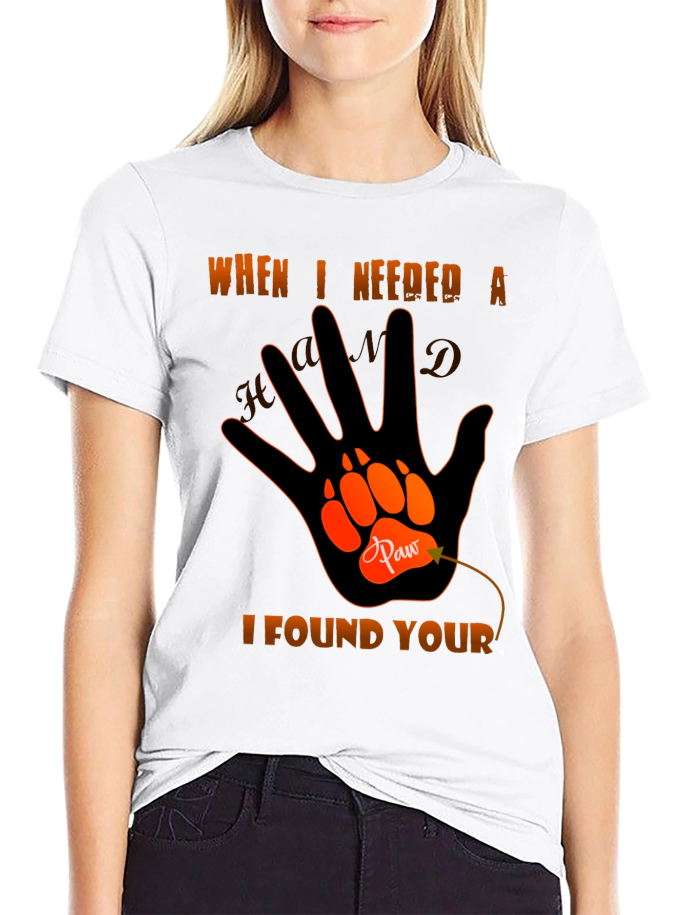 Paw Hand T-Shirt - When I Needed A Hand