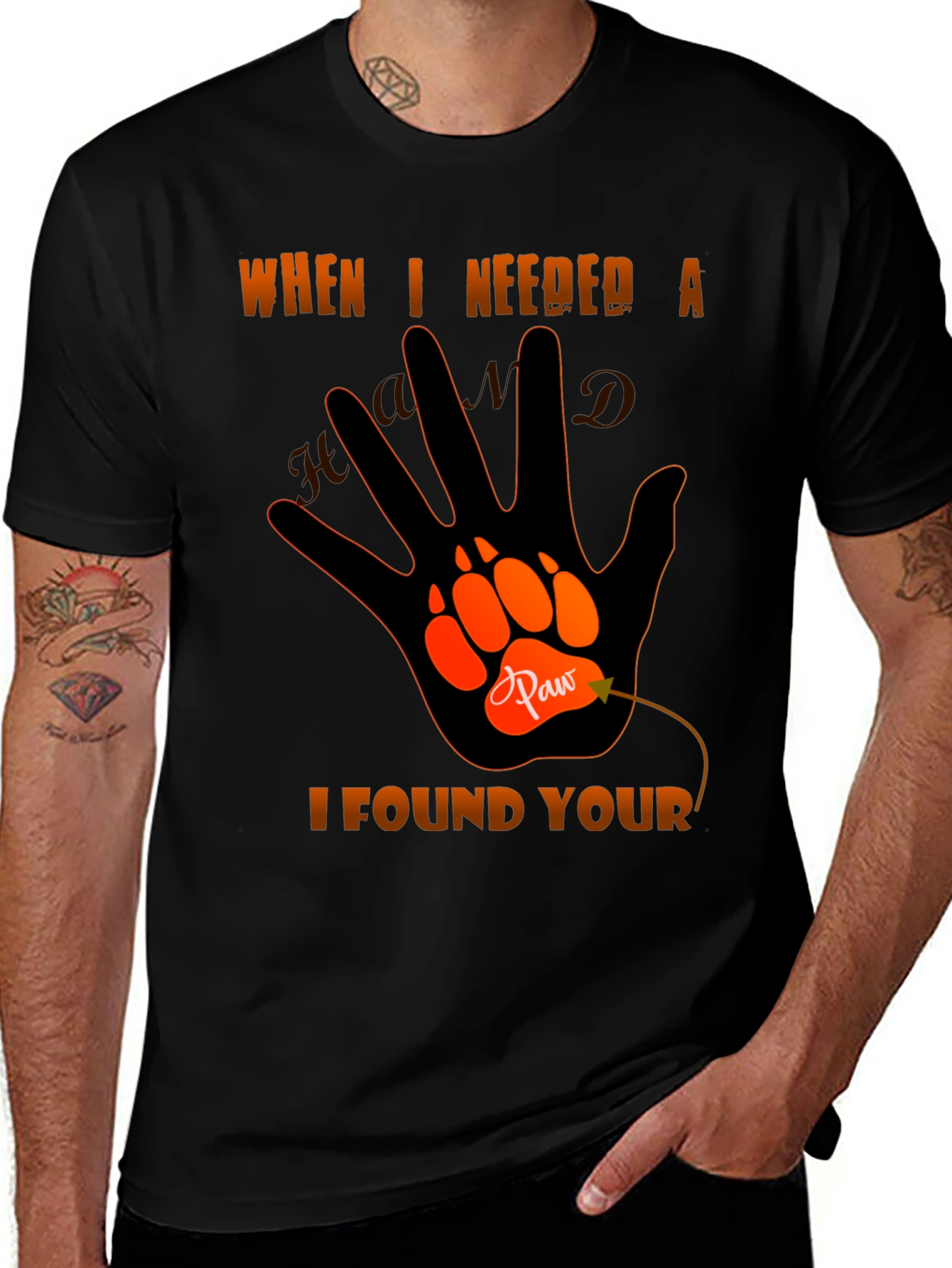 Paw Hand T-Shirt - When I Needed A Hand