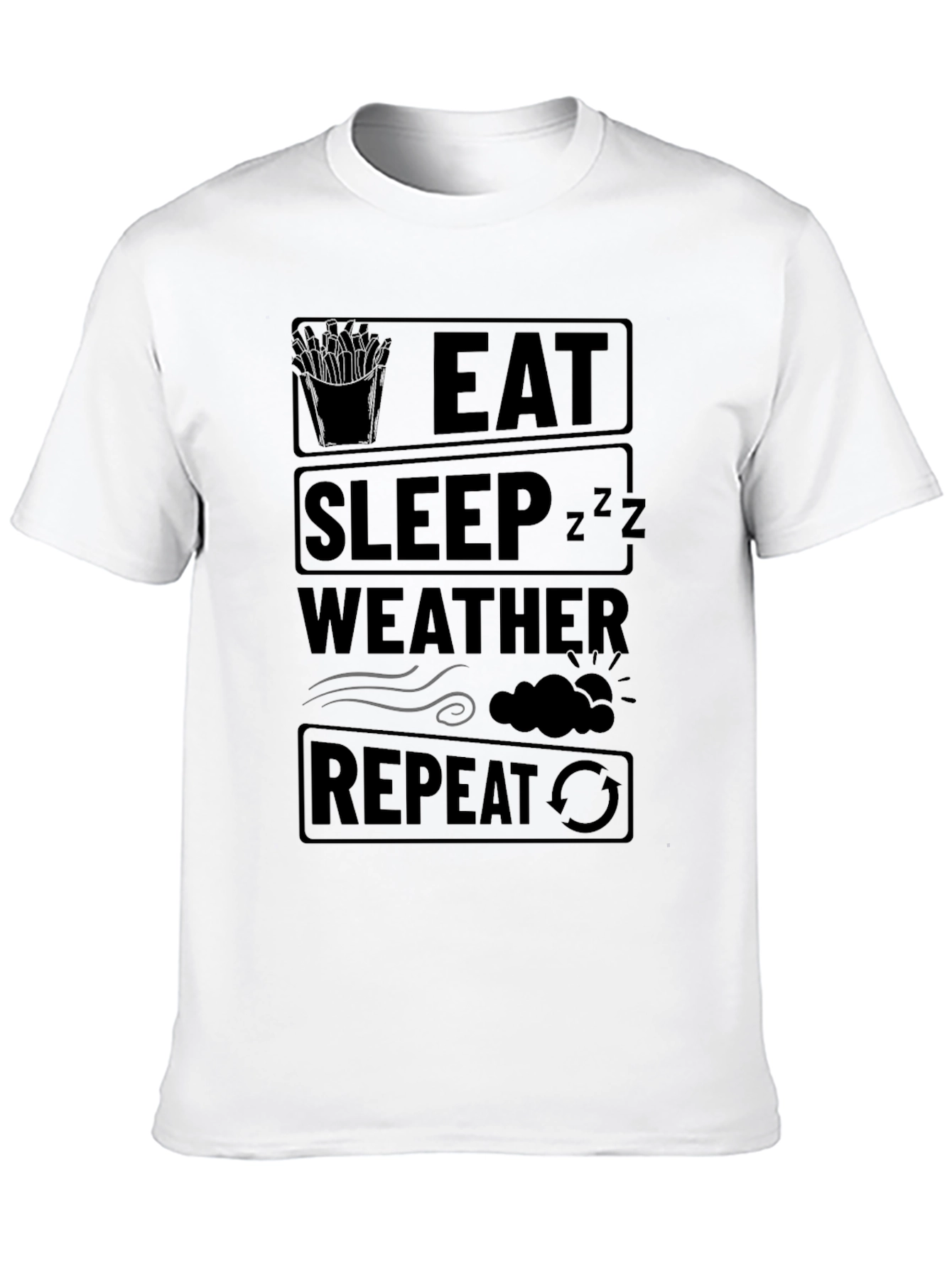 Eat Sleep Weather Repeat Funny Black T-Shirt