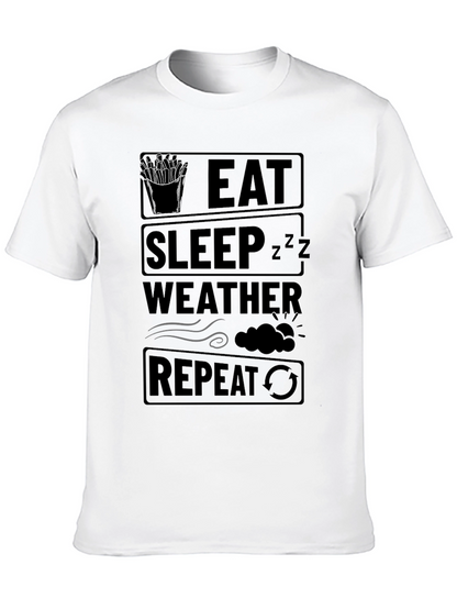 Eat Sleep Weather Repeat Funny Black T-Shirt