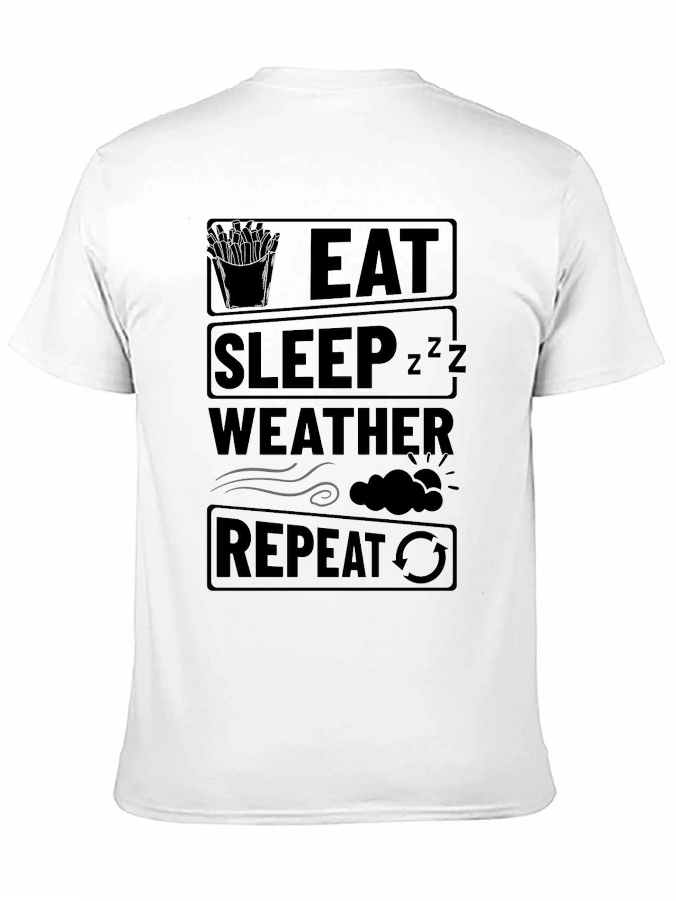 Eat Sleep Weather Repeat Funny Black T-Shirt